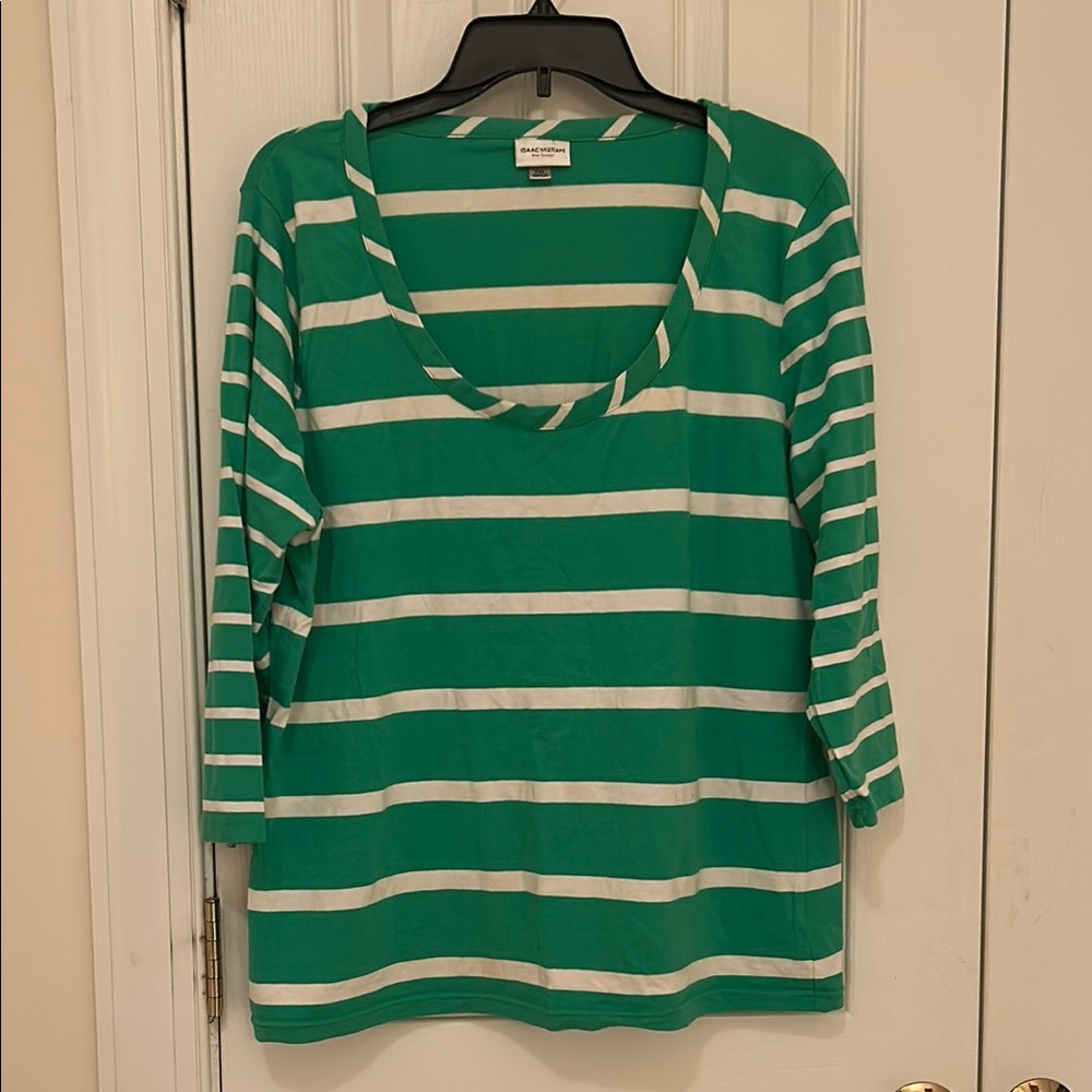 Green Striped Women's Top